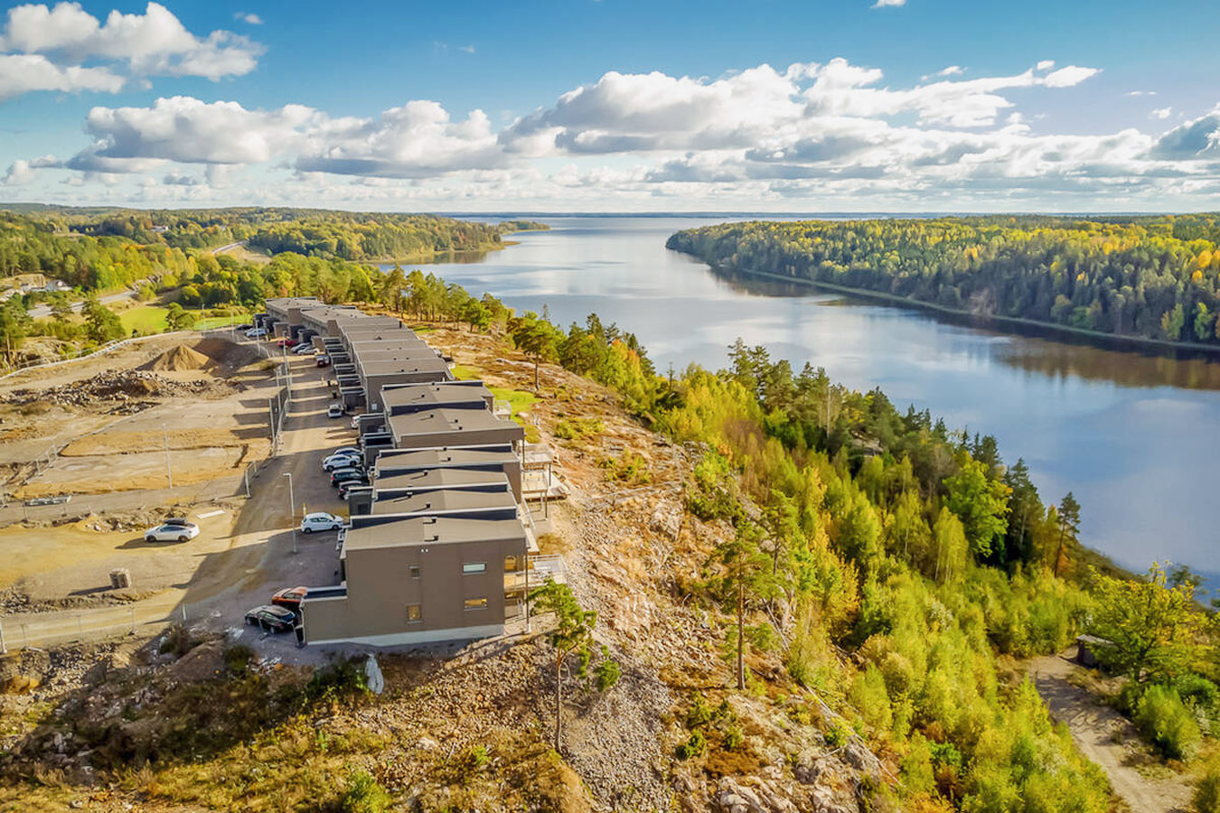Drönarvy över projektområdet.