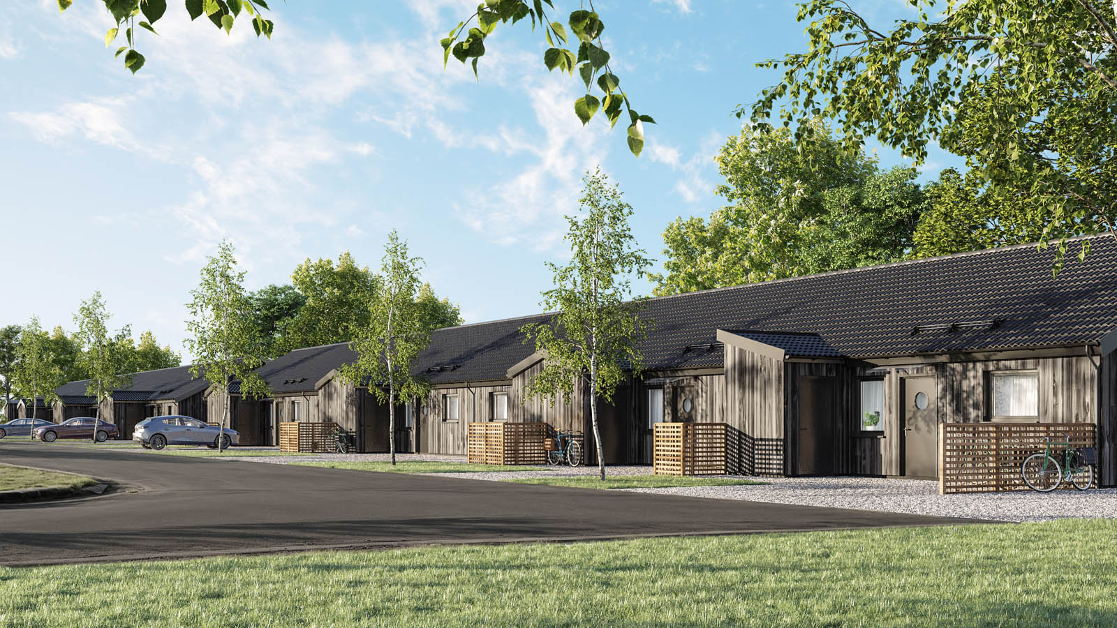 Rendering över de färdiga husen.