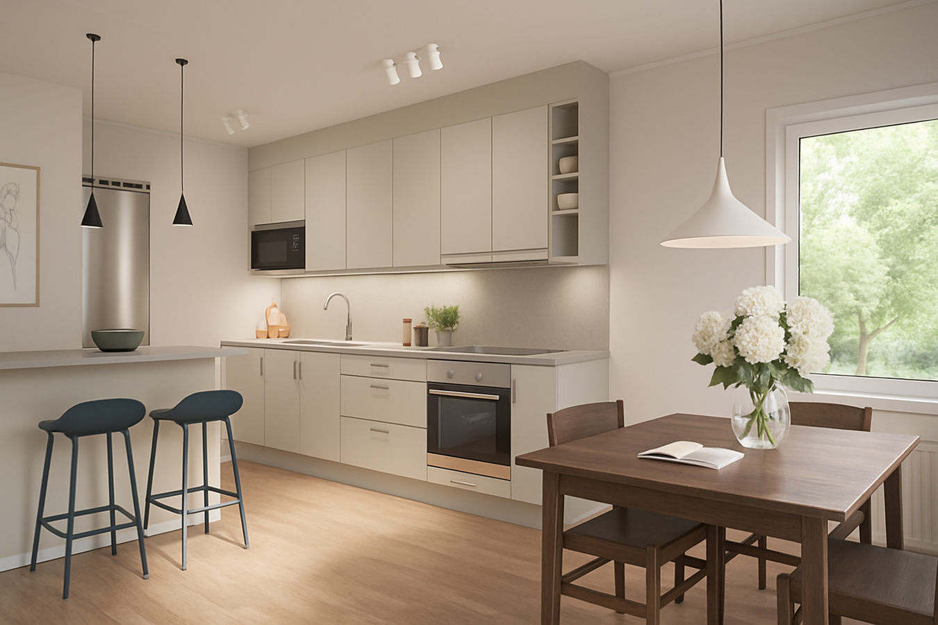 Invändig rendering av ett kök