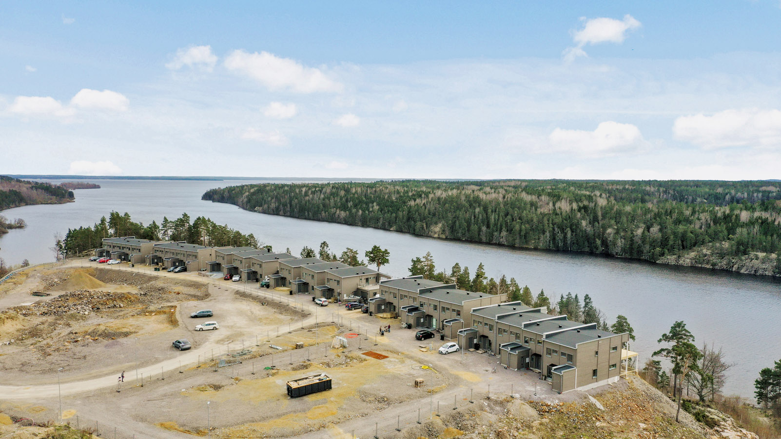 Drönarvy över projektområdet.