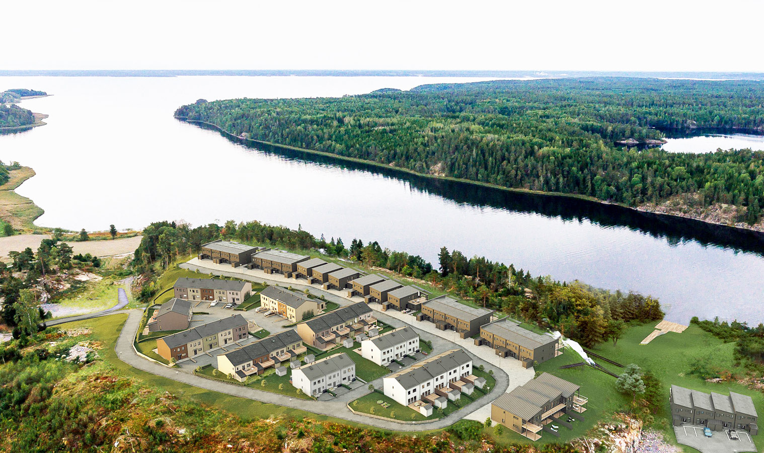 Drönarvy över projektområdet.