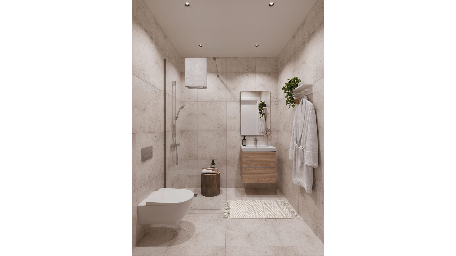 Rendering som visar badrum.